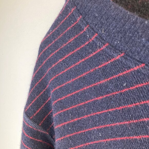Mens Mountain Hard Wear Wool Blend V Neck Sweater Navy Red Stripe XL - Picture 5 of 8